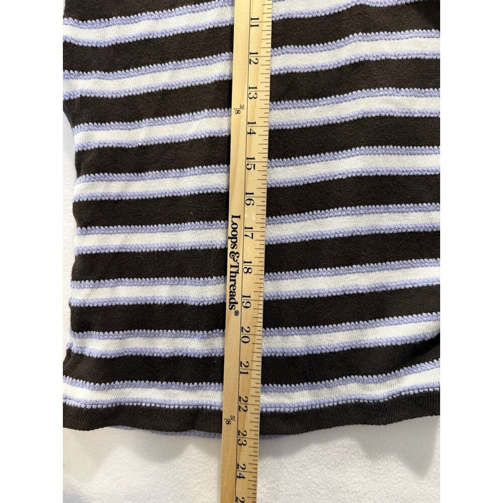 Madewell Women’s Relaxed Purple Brown Stripe V Neck Long Sleeve Pullover XL - Picture 7 of 7